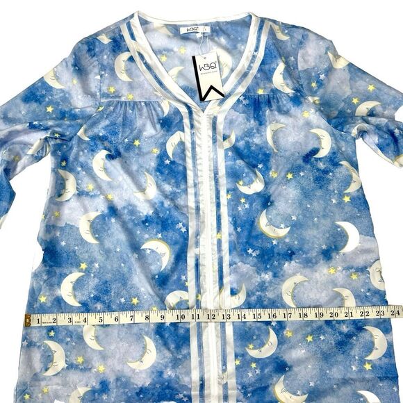 Nightgown Blue Cloud Moon Soft Thin Long Sleeve Pajama PJ Kimono - Picture 6 of 6